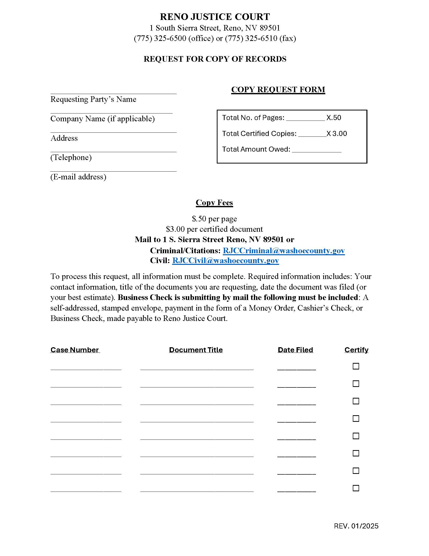 Request For Copy Of Records | Pdf Fpdf Doc Docx | Nevada