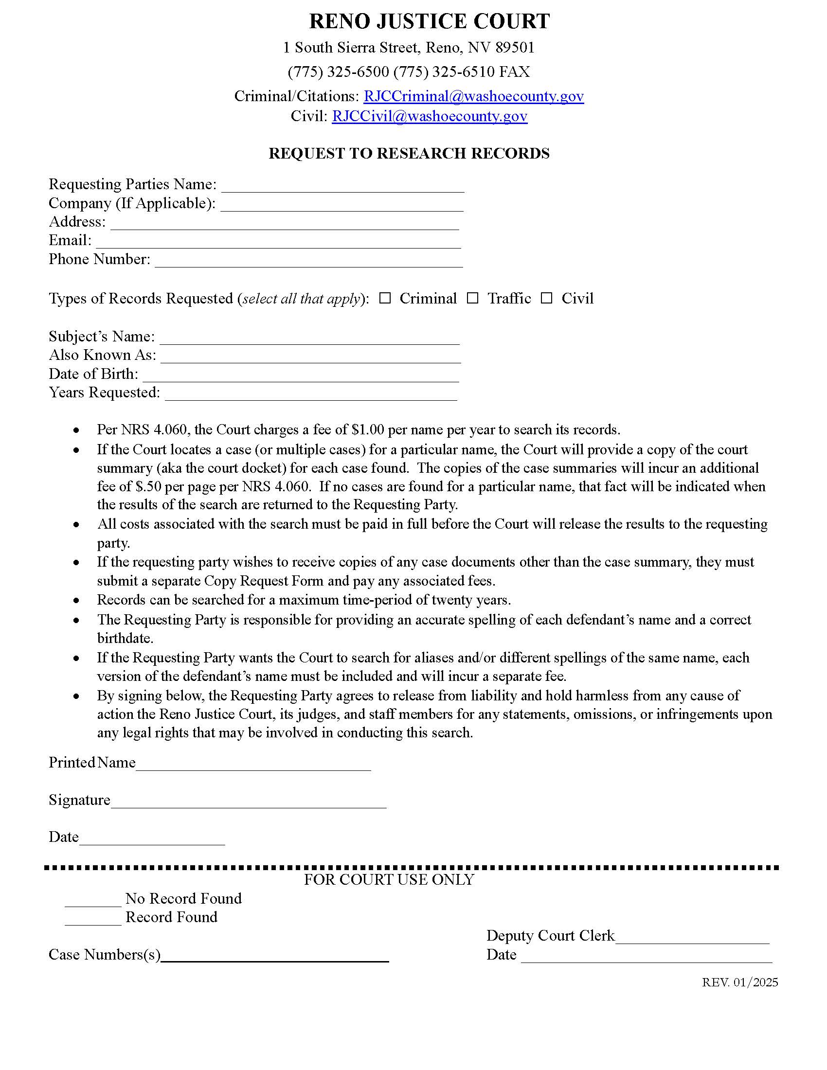 Request To Research Records | Pdf Fpdf Docx | Nevada