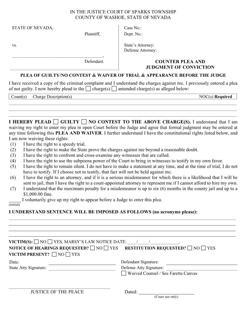 Counter Plea | Pdf Fpdf Doc Docx | Nevada