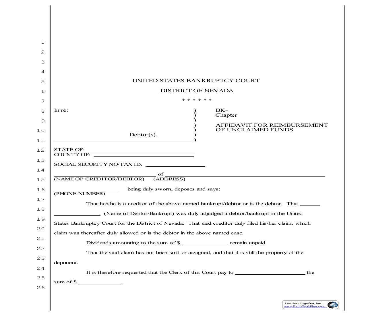 Affidavit For Reimbursement Of Unclaimed Dividends | Pdf Fpdf Doc Docx | Nevada