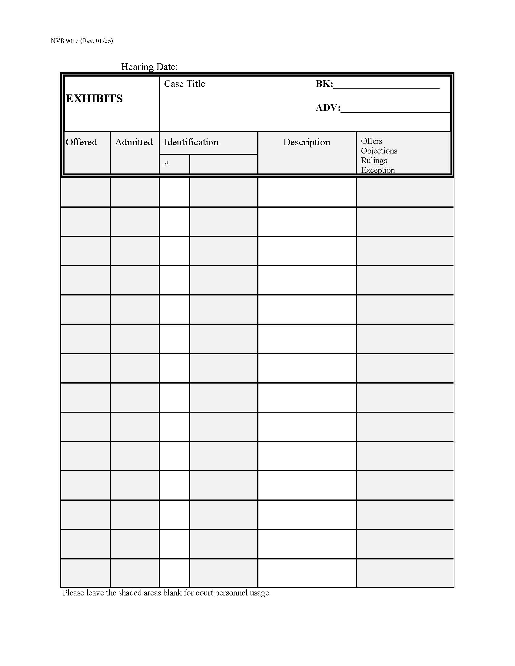 Exhibit (Log) | Pdf Fpdf Doc Docx | Nevada