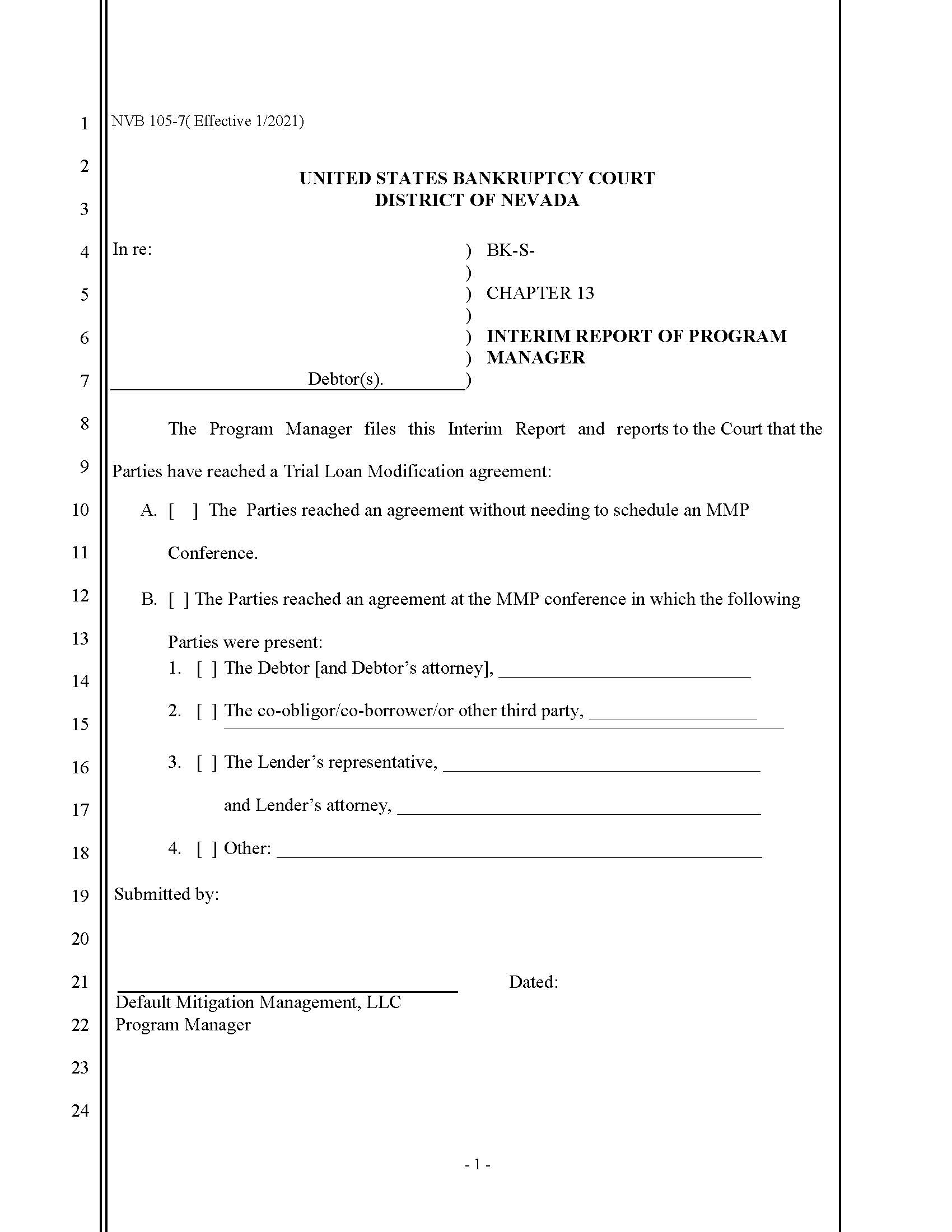 Interim Report Of Program Manager {NVB 105-7} | Pdf Fpdf Docx | Nevada