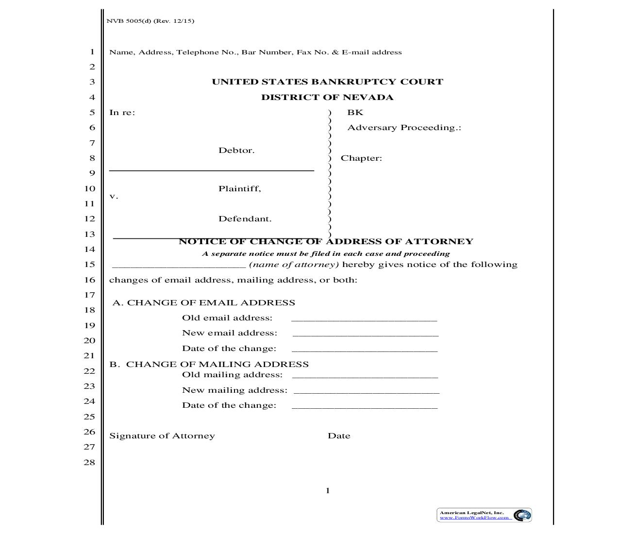 Notice Of Change Of Address Of Attorney | Pdf Fpdf Doc Docx | Nevada