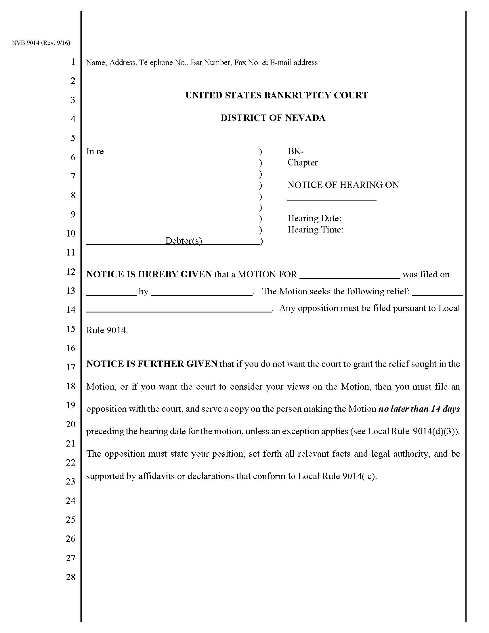 Notice Of Hearing | Pdf Fpdf Doc Docx | Nevada