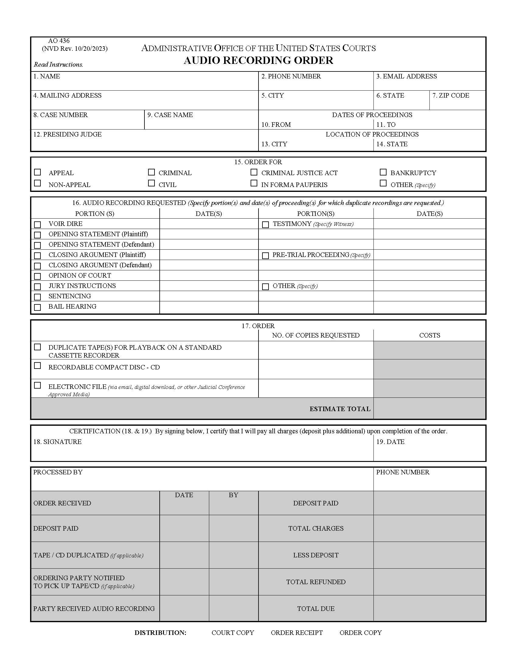 Audio Recording Order (NVD) | Pdf Fpdf Docx | Nevada
