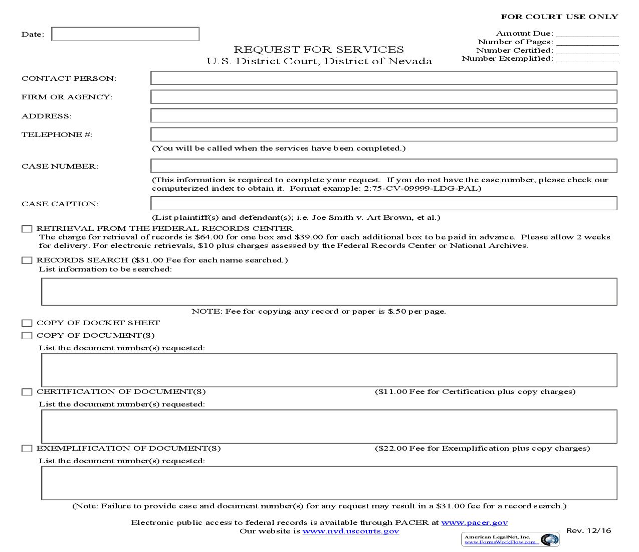 Request For Services | Pdf Fpdf Doc Docx | Nevada