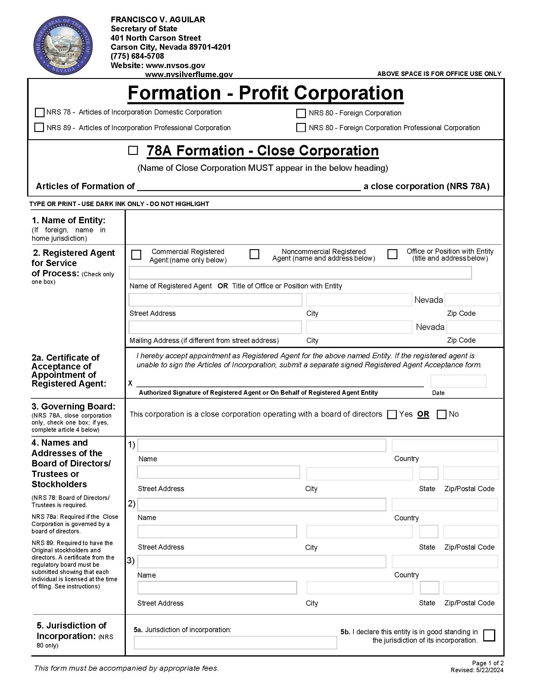 Formation Profit Corporation | Pdf Fpdf Docx | Nevada