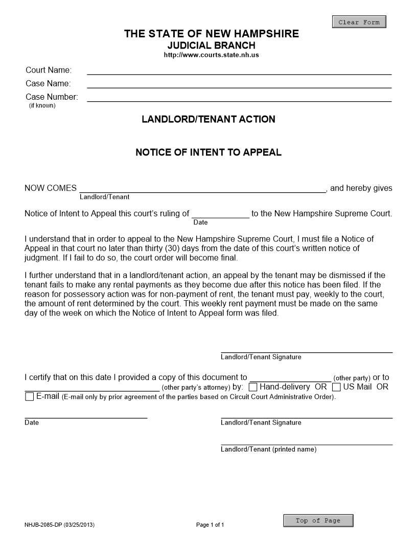Notice Of Intent To Appeal {NHJB-2085-DP} | Pdf Fpdf Doc Docx | New Hampshire
