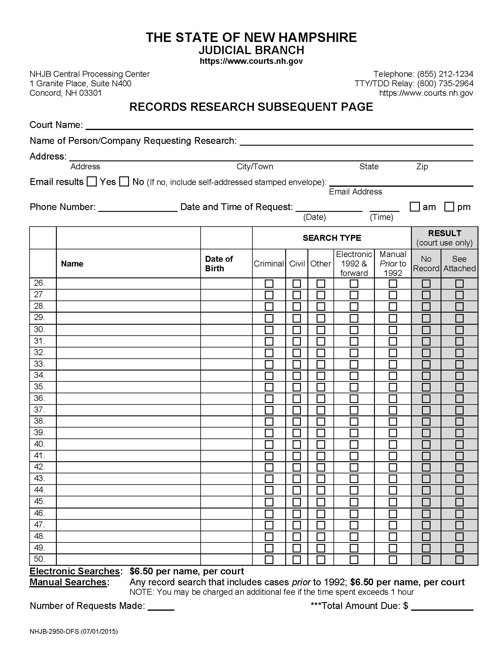 Records Research Subsequent Page {NHJB-2950-DFS} | Pdf Fpdf Docx | New Hampshire