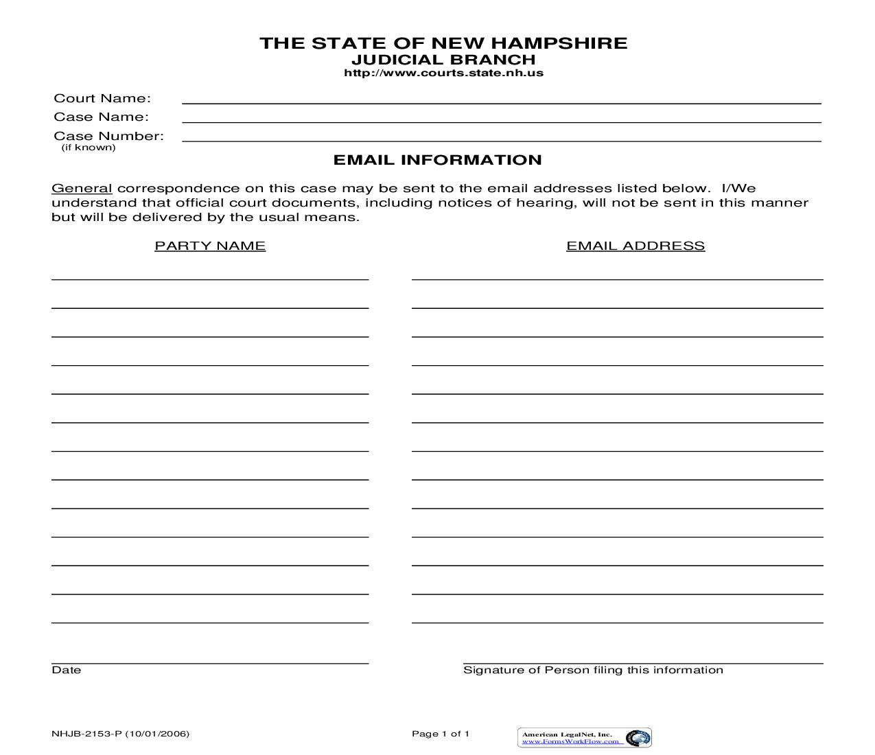 Email Information {NHJB-2153-P} | Pdf Fpdf Doc Docx | New Hampshire
