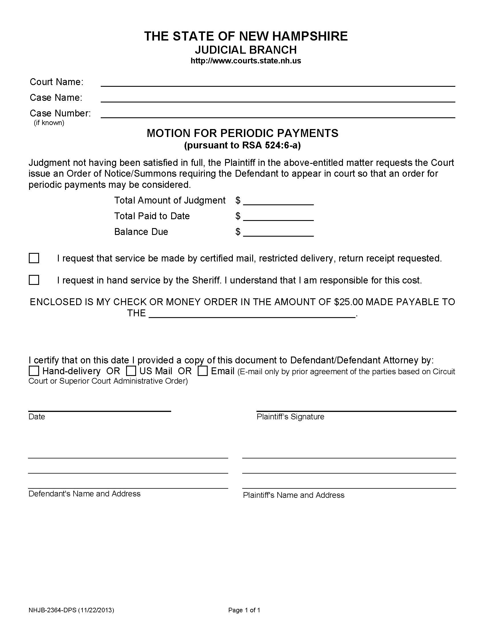 Motion For Periodic Payments {NHJB-2364-DP} | Pdf Fpdf Doc Docx | New Hampshire