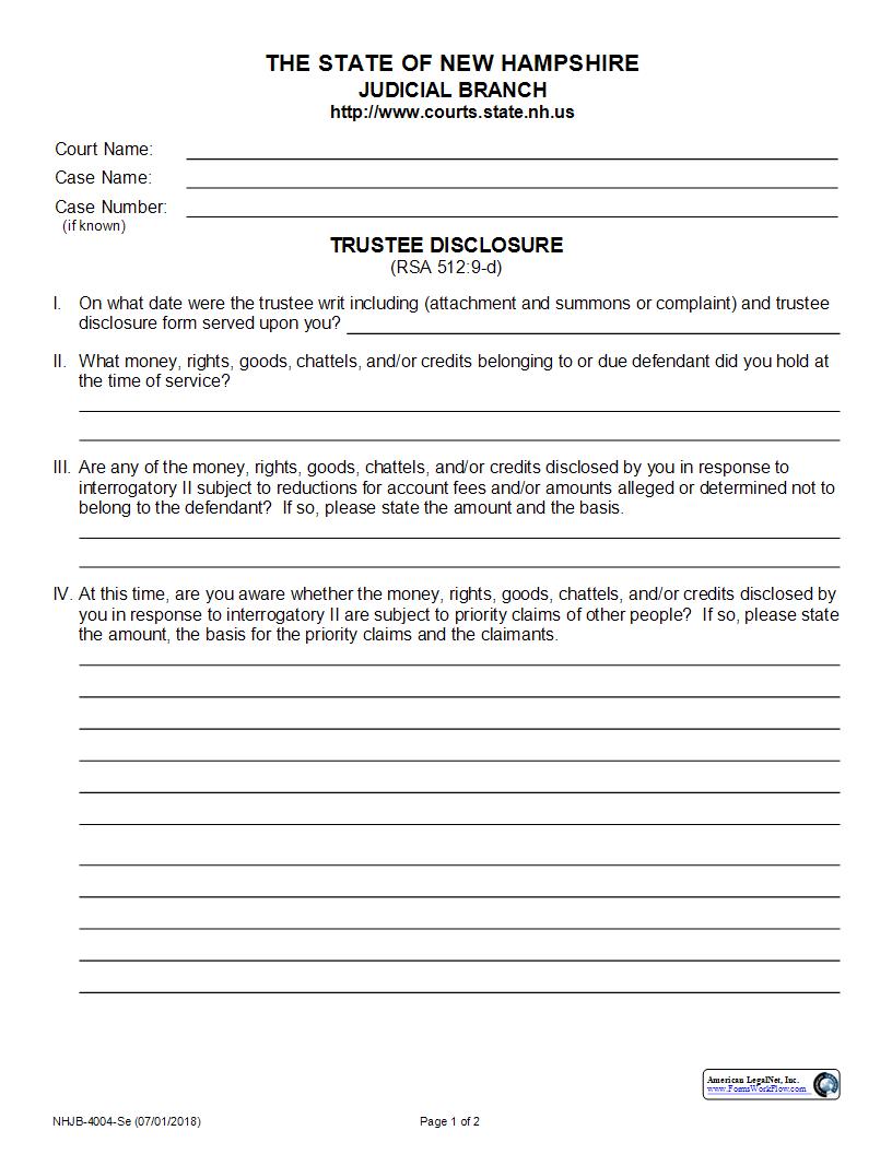 Trustee Disclosure {NHJB-4004-Se} | Pdf Fpdf Docx | New Hampshire