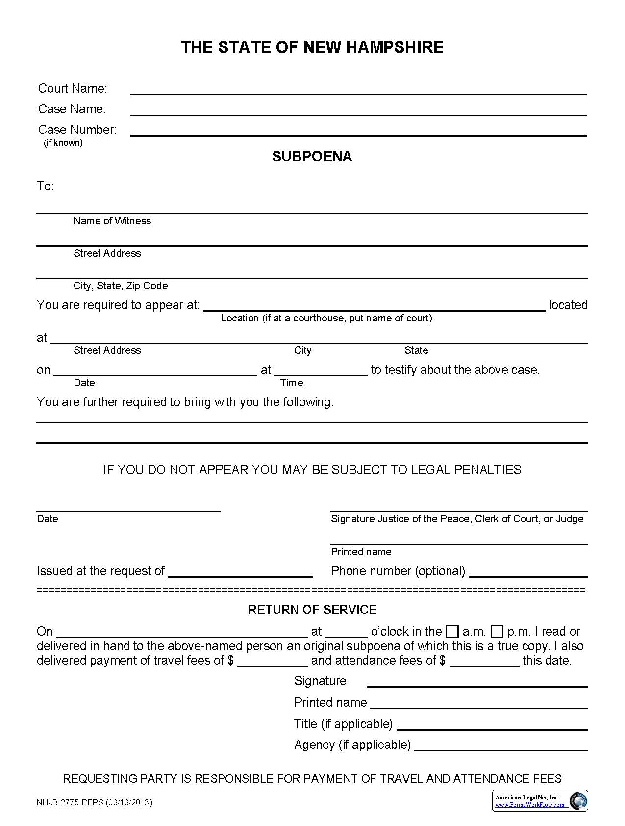 Subpoena {NHJB-2775-DFPS} | Pdf Fpdf Doc Docx | New Hampshire