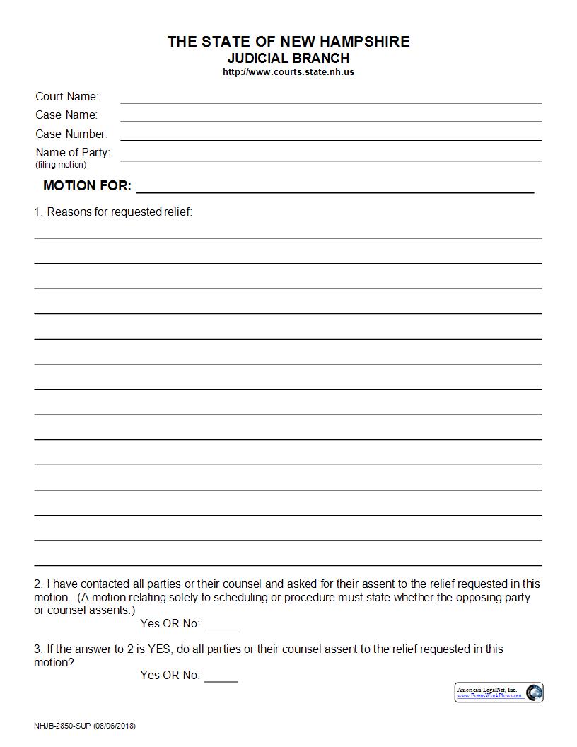 Motion {NHJB-2850-SUP} | Pdf Fpdf Docx | New Hampshire