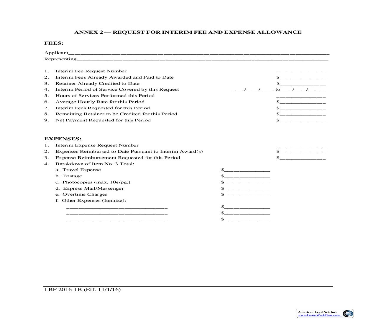 Annex 2 Request For Interim Allowance {LBF 2016-1B} | Pdf Fpdf Doc Docx | New Hampshire