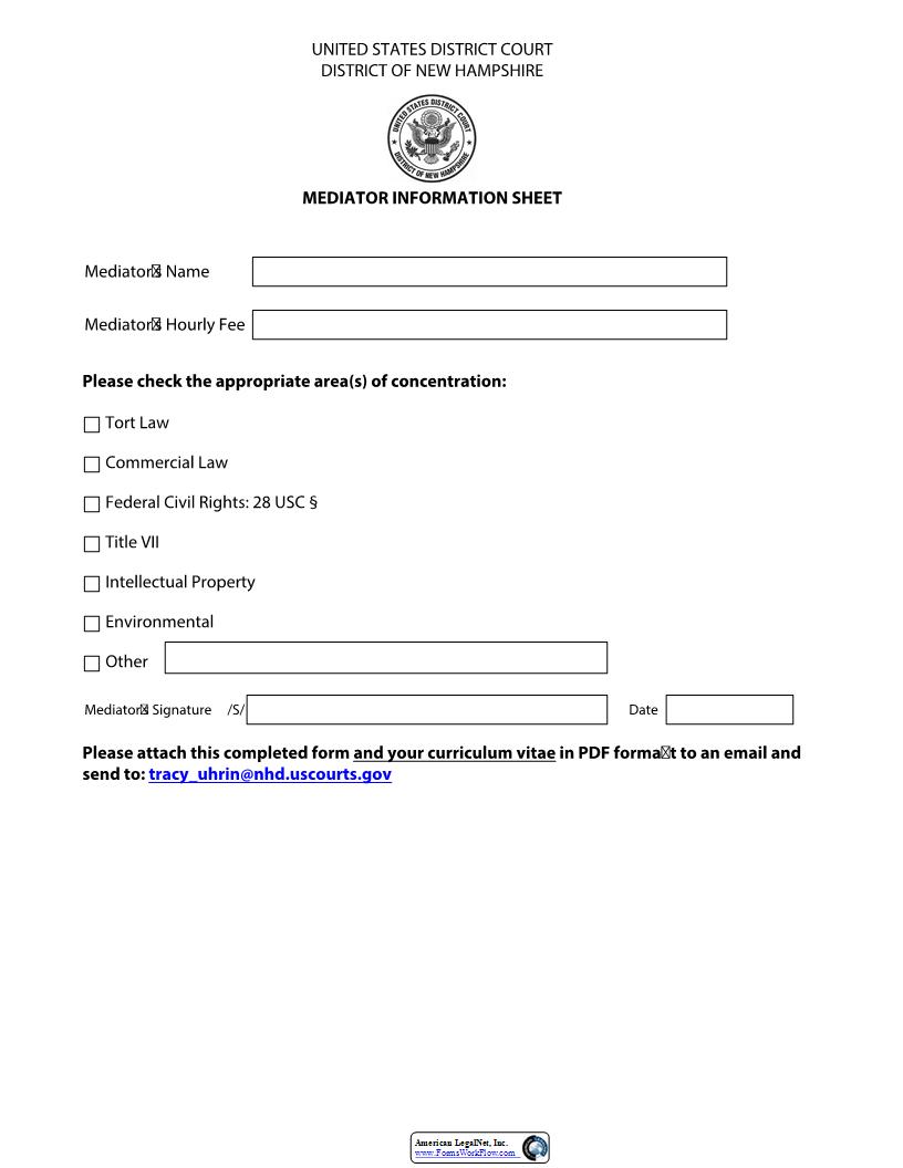 Mediator Information Sheet | Pdf Fpdf Docx | New Hampshire