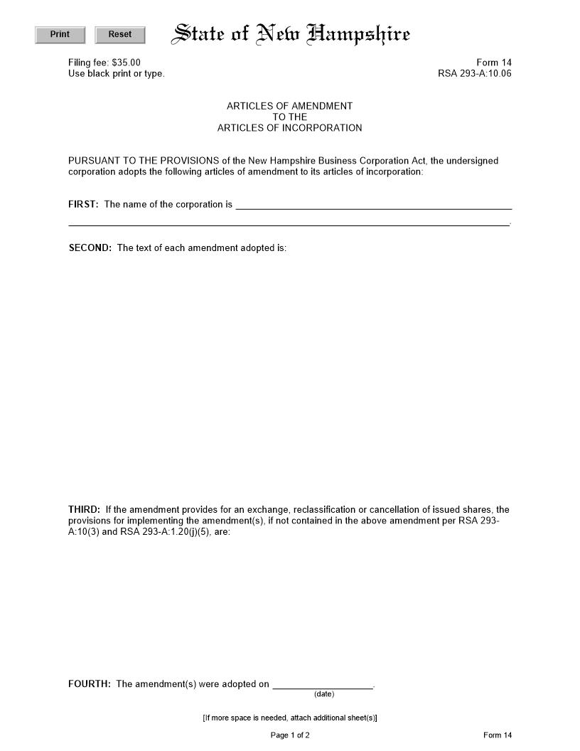 Articles Of Amendment {14} | Pdf Fpdf Docx | New Hampshire