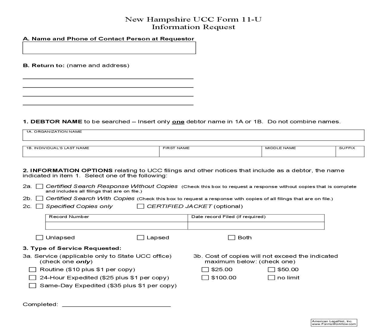 State Information Request {UCC11-U} | Pdf Fpdf Doc Docx | New Hampshire