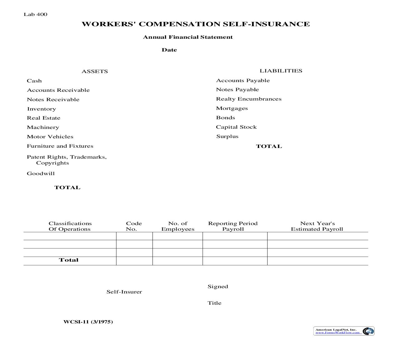 Annual Financial Statement {WCSI-11} | Pdf Fpdf Doc Docx | New Hampshire