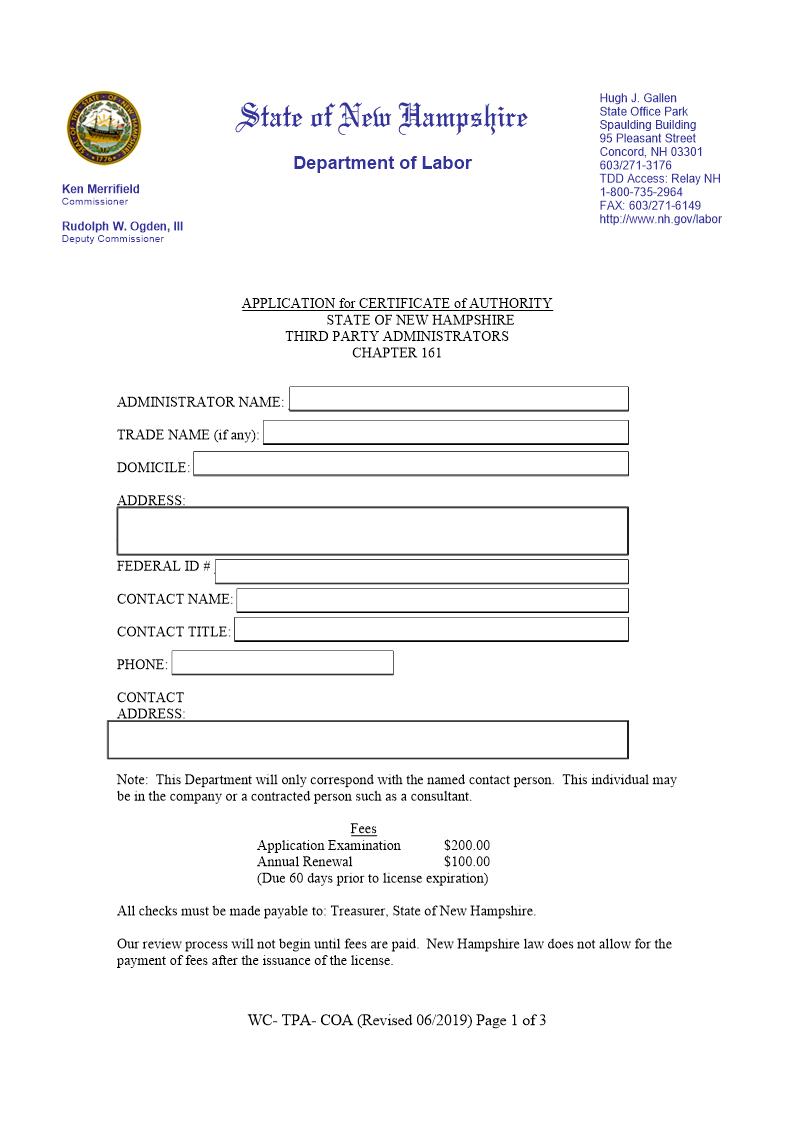 Application For Certificate Of Authority | Pdf Fpdf Docx | New Hampshire