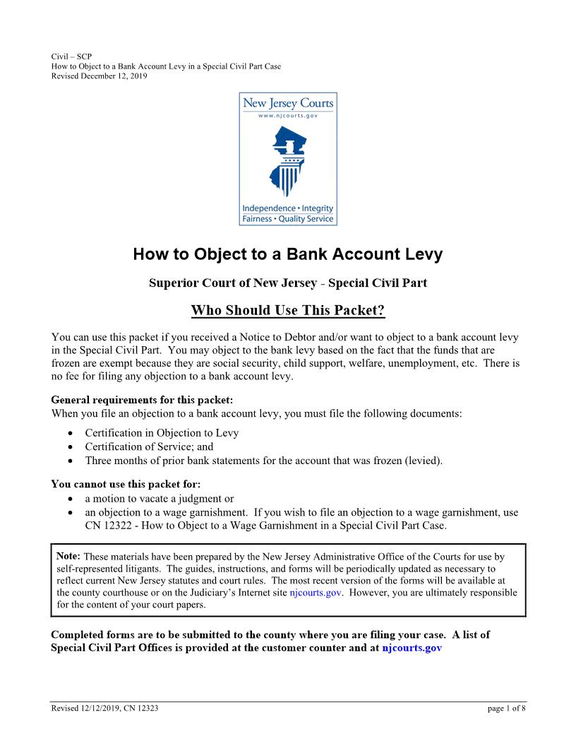 Certification In Objection To Levy - Certification Of Service {12323} | Pdf Fpdf Docx | New Jersey