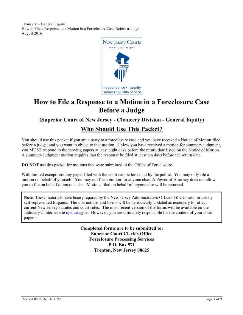 Certification In Opposition To Motion In Foreclosure Case Before Judge {11900} | Pdf Fpdf Docx | New Jersey