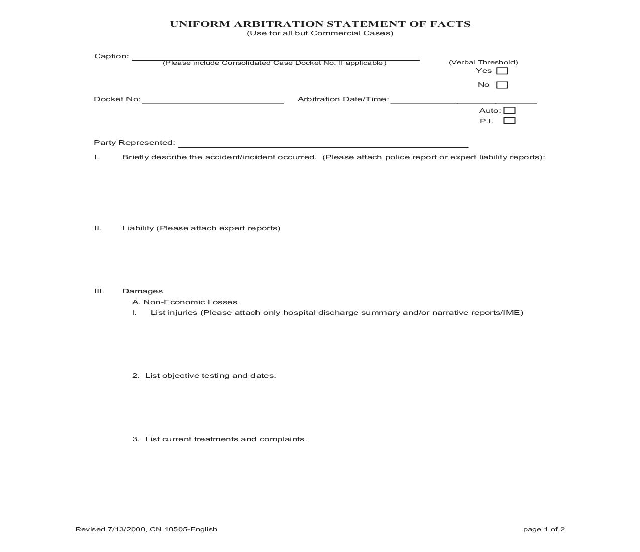 Uniform Arbitration Statement Of Facts {10505} | Pdf Fpdf Doc Docx | New Jersey