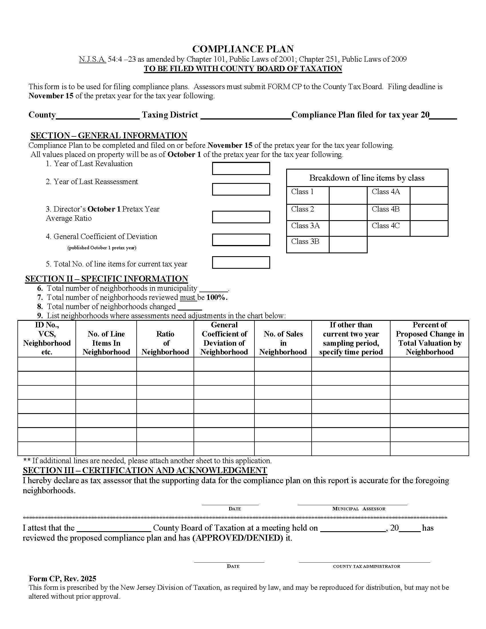 Compliance Plan {CP} | Pdf Fpdf Doc Docx | New Jersey