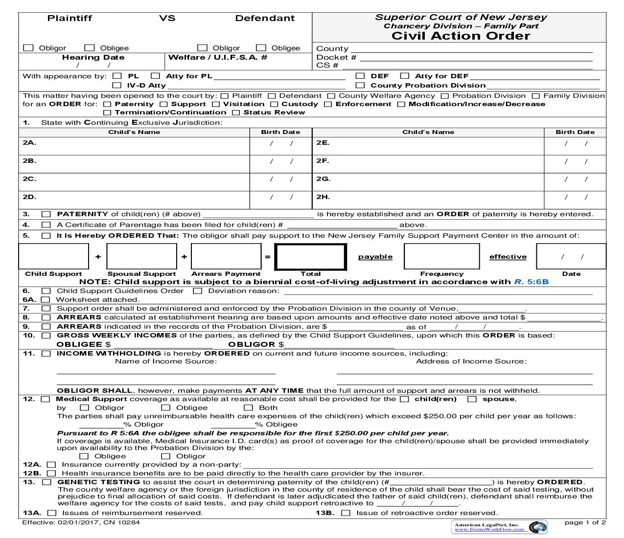 Civil Action Order {10284} | Pdf Fpdf Doc Docx | New Jersey