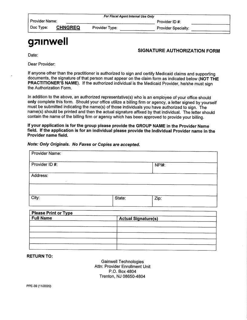 Signature Authorization Form | Pdf Fpdf Doc Docx | New Jersey