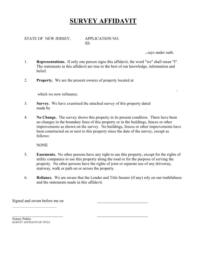 Survey Affidavit | Pdf Fpdf Docx | New Jersey