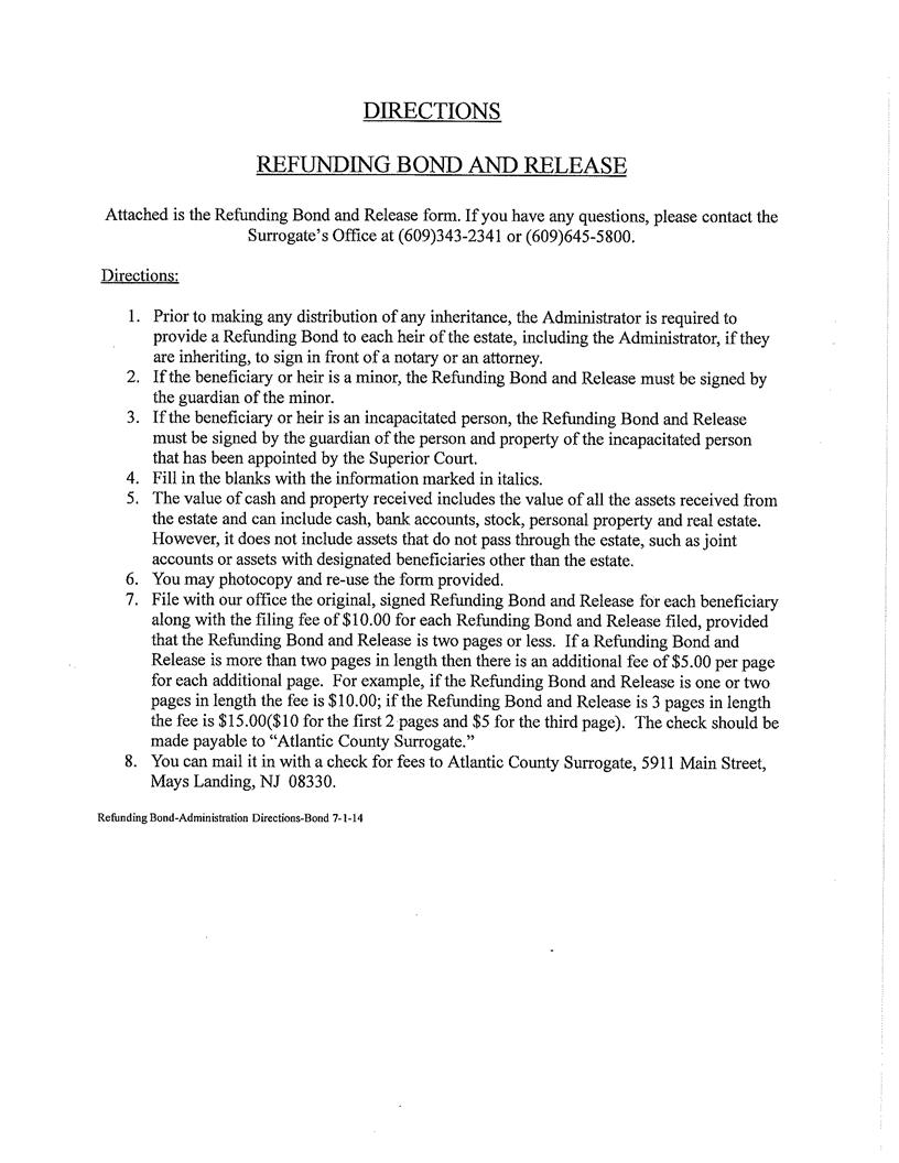 Refunding Bond And Release | Pdf Fpdf Docx | New Jersey