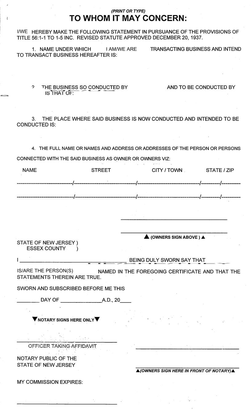 Business Trade Name Request | Pdf Fpdf Docx | New Jersey