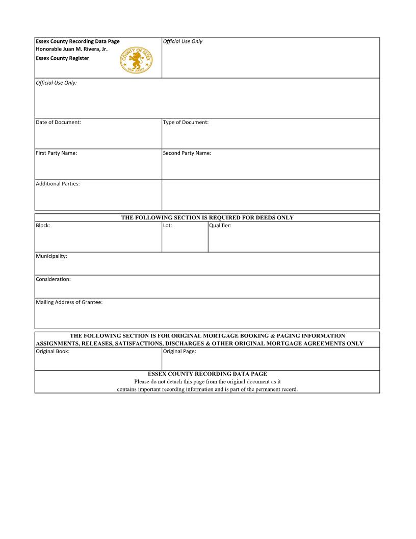 Recording Data Page (County Register) | Pdf Fpdf Docx | New Jersey