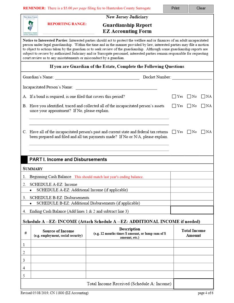 Guardianship Report EZ Accounting Packet {HUN GREZ} | Pdf Fpdf Docx | New Jersey
