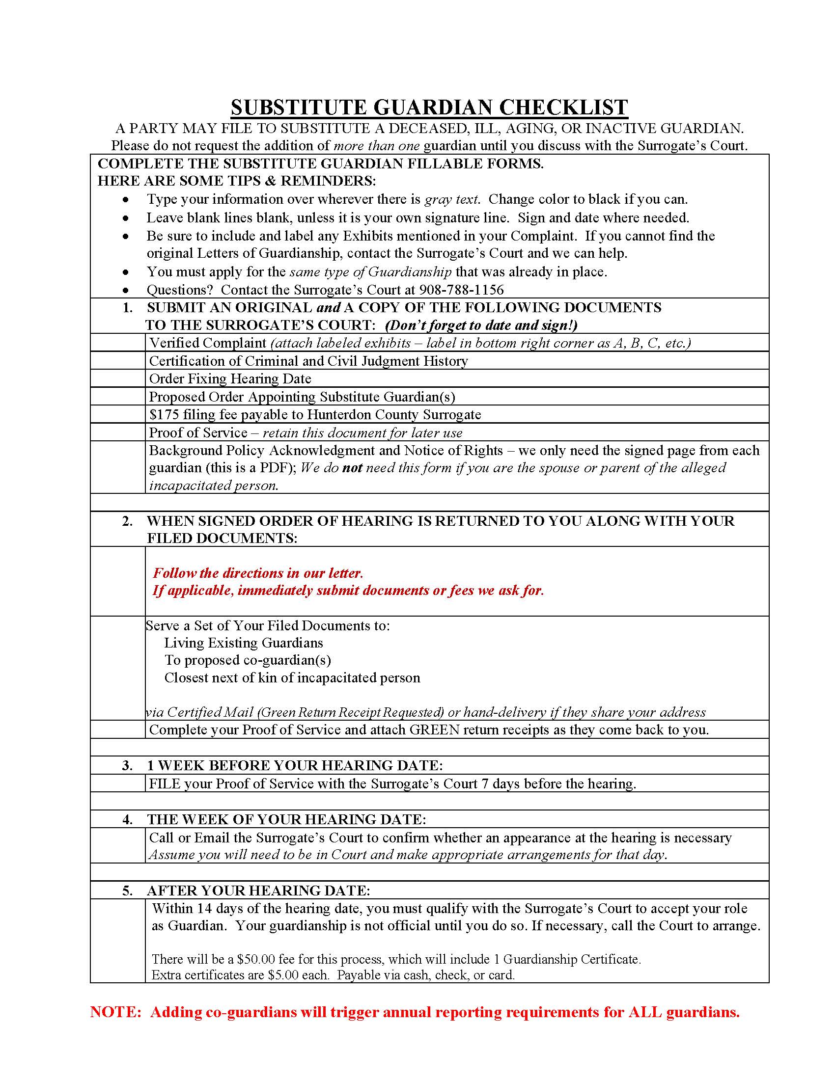 Substitute Guardian Packet | Pdf Fpdf Docx | New Jersey