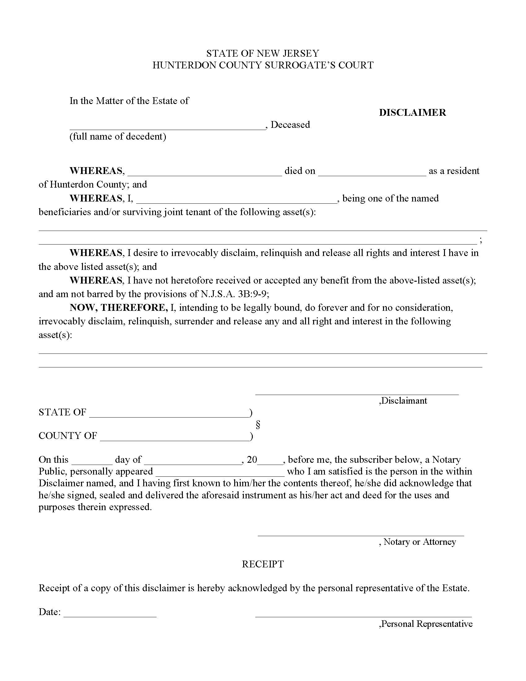 Disclaimer | Pdf Fpdf Docx | New Jersey