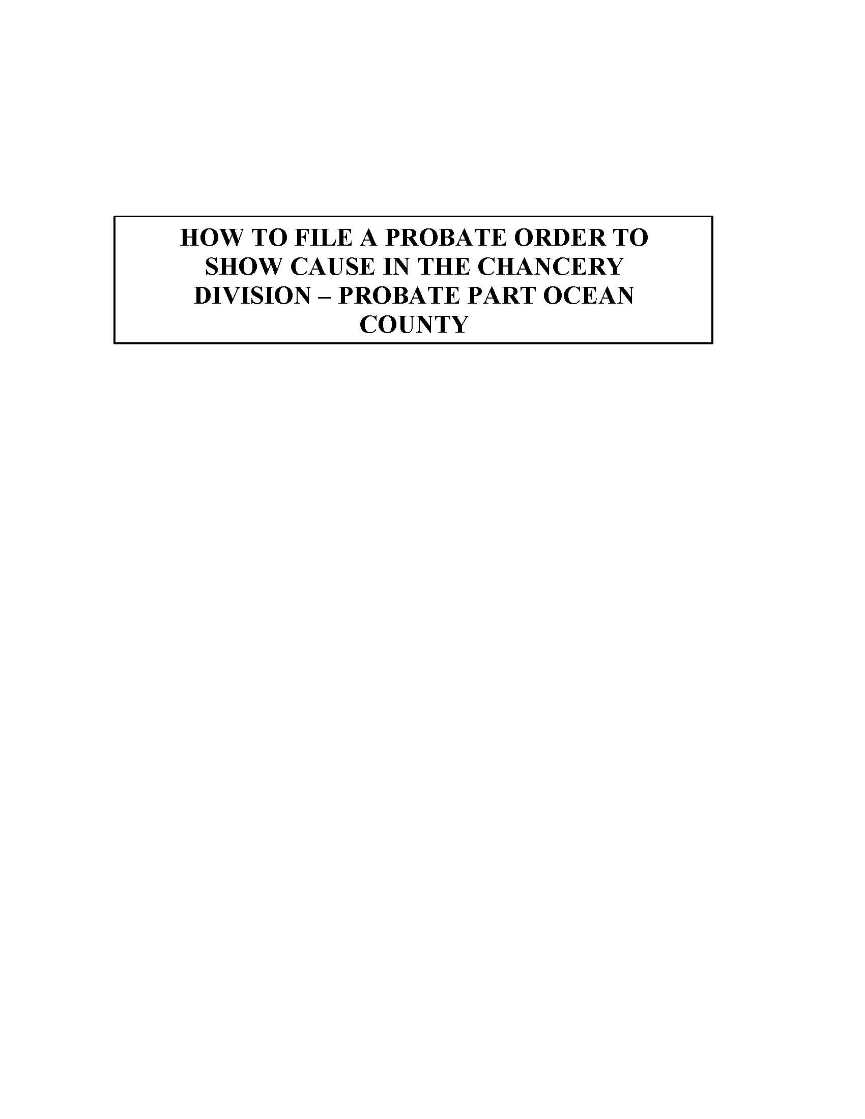 Order To Show Cause Packet | Pdf Fpdf Docx | New Jersey