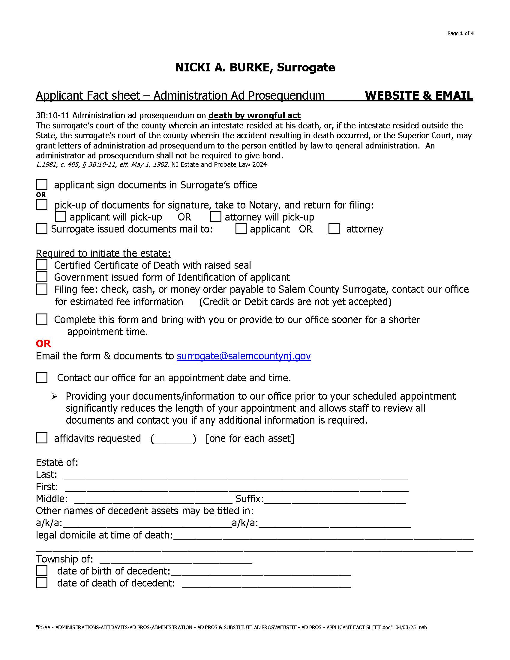 Administration Ad Prosequendum Applicant Fact Sheet | Pdf Fpdf Doc Docx | New Jersey