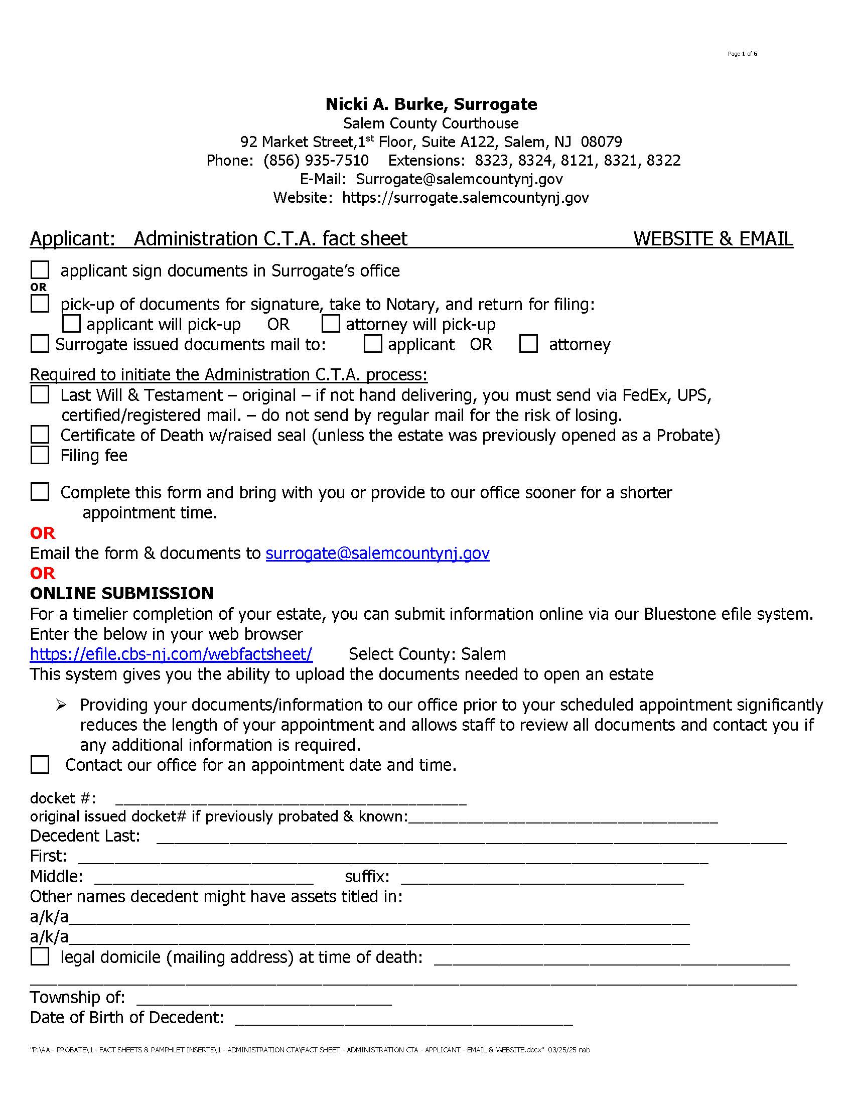 Applicant Administration C.T.A. Fact Sheet | Pdf Fpdf Docx | New Jersey