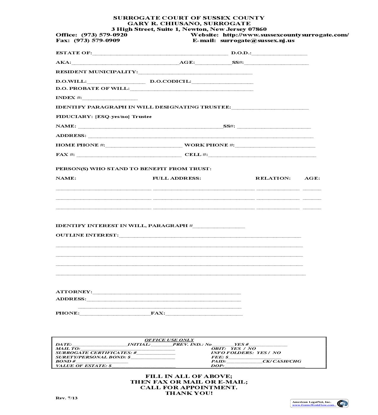Trust Worksheet | Pdf Fpdf Doc Docx | New Jersey
