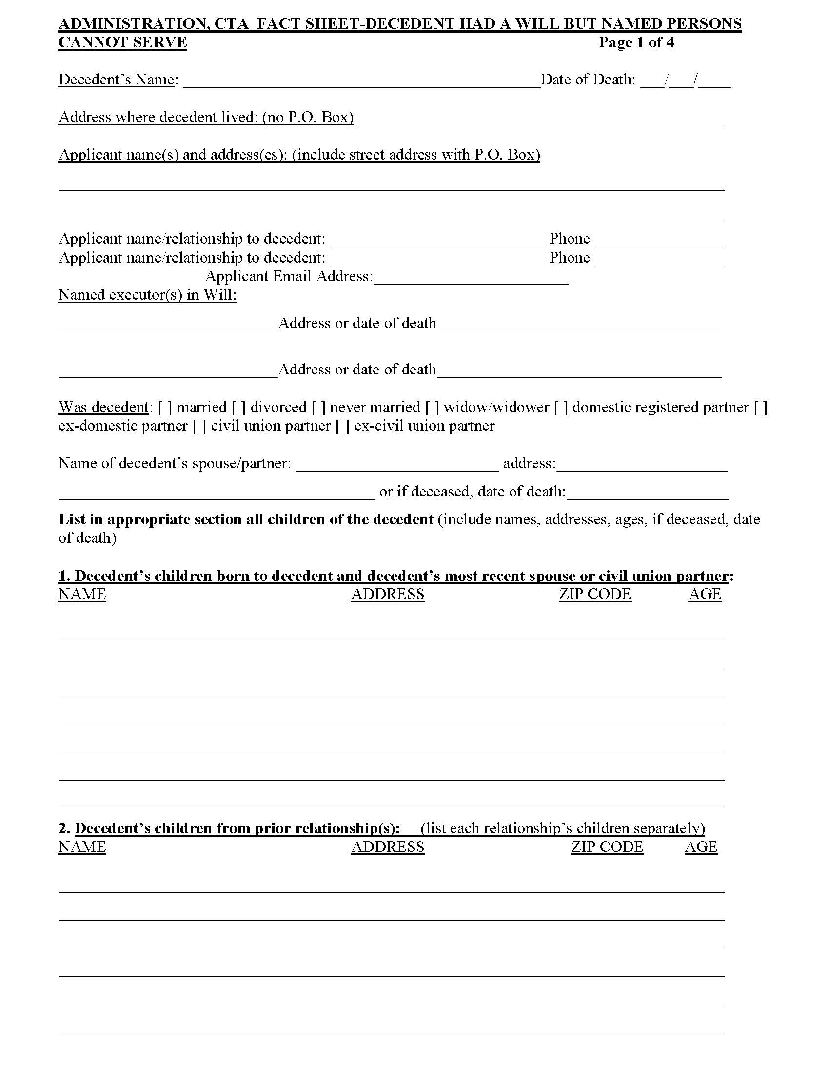 Administration CTA Fact Sheet - Had Will Named Persons Cannot Serve | Pdf Fpdf Docx | New Jersey