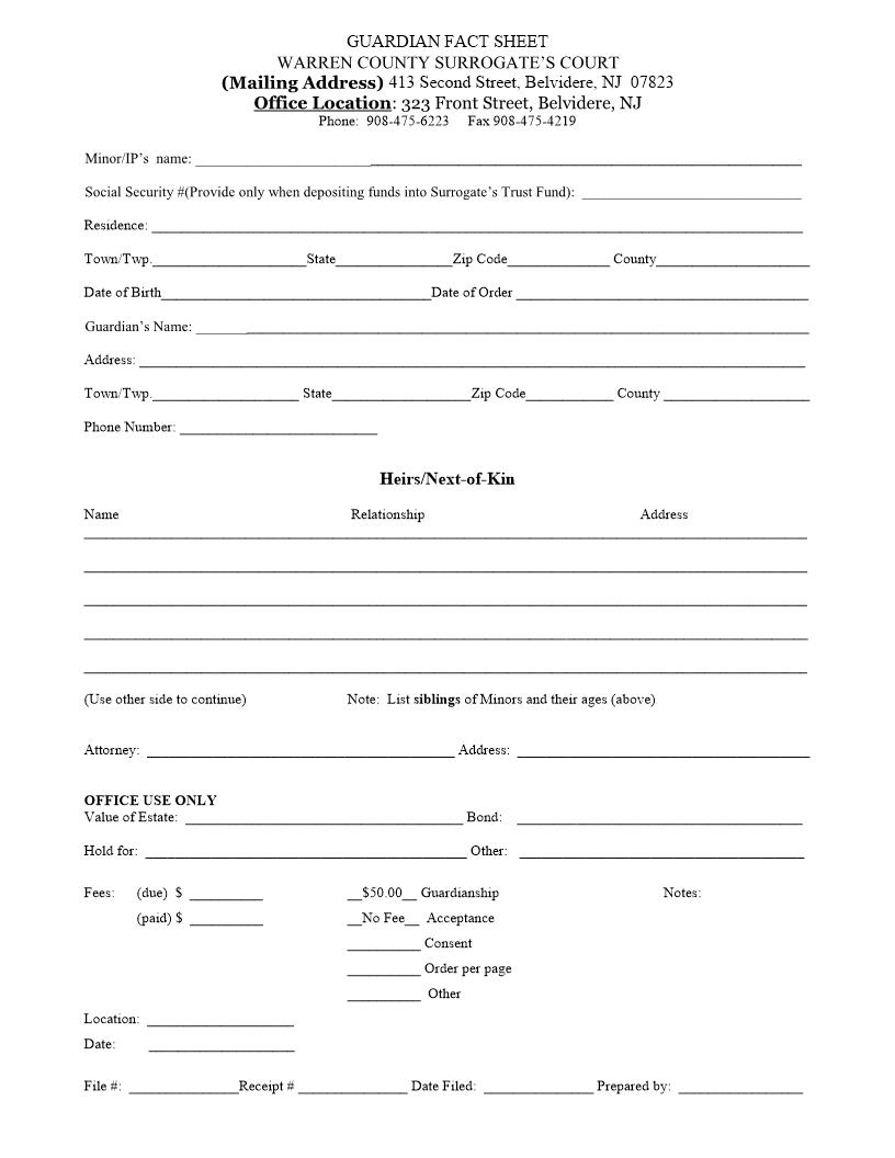 Guardian Fact Sheet | Pdf Fpdf Docx | New Jersey