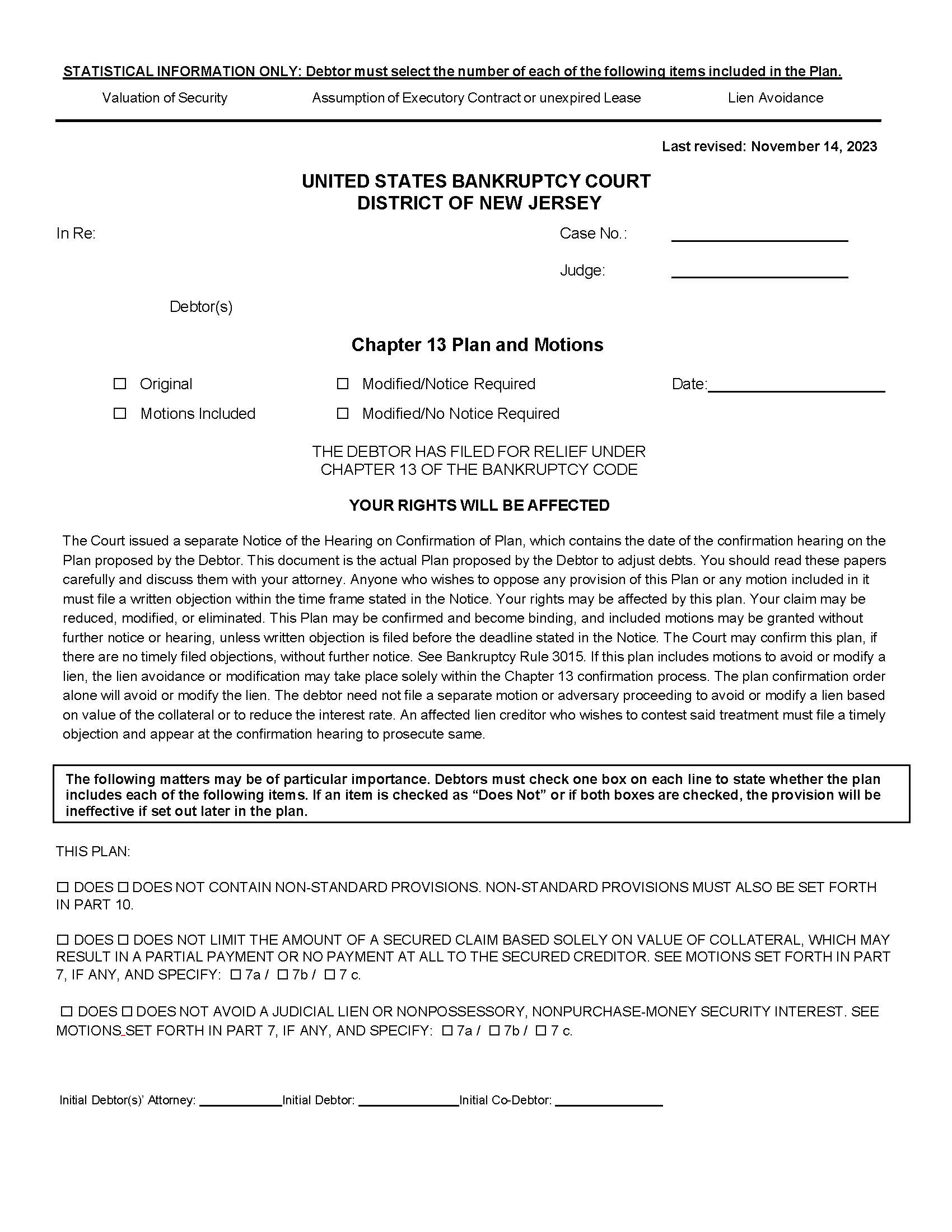 Chapter 13 Plan And Motions {NJB Ch13P-M} | Pdf Fpdf Docx | New Jersey