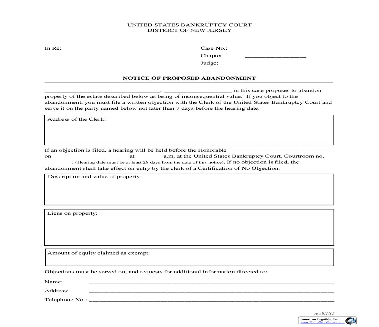 Notice Of Proposed Abandonment | Pdf Fpdf Doc Docx | New Jersey