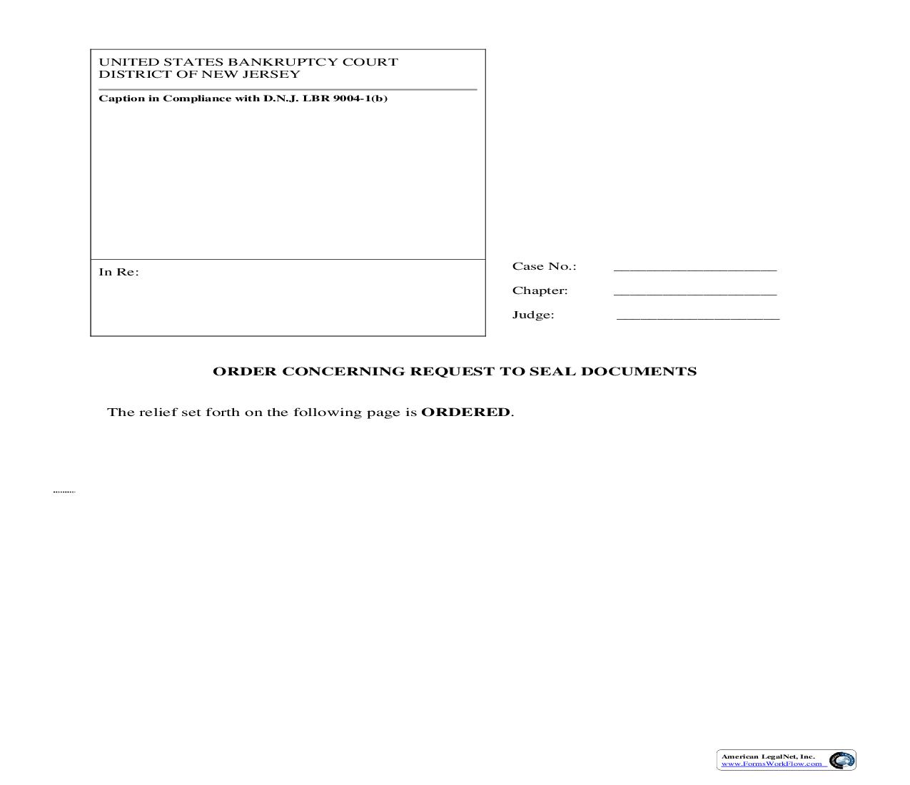 Order Concerning Request To Seal Documents | Pdf Fpdf Doc Docx | New Jersey