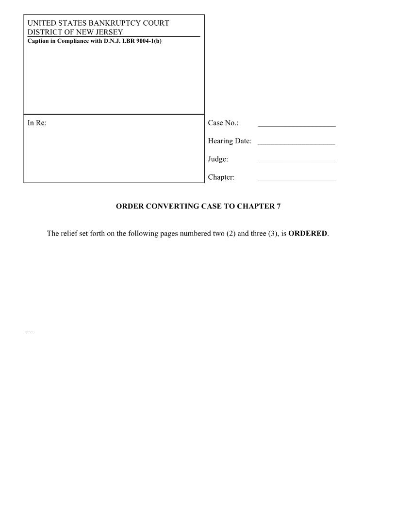Order Converting Case To Chapter 7 {NJB OCCh7} | Pdf Fpdf Docx | New Jersey