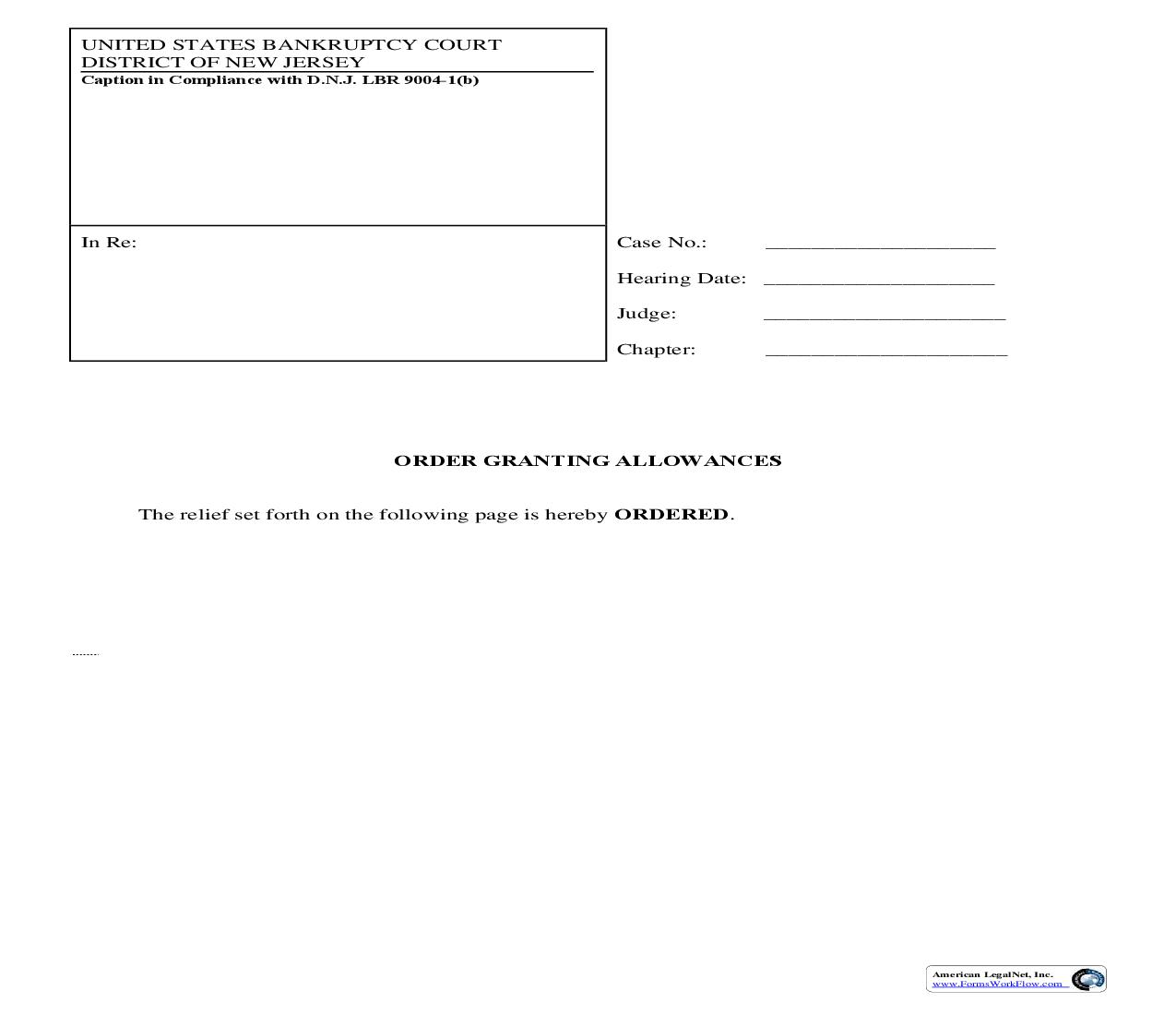 Order Granting Allowances | Pdf Fpdf Doc Docx | New Jersey