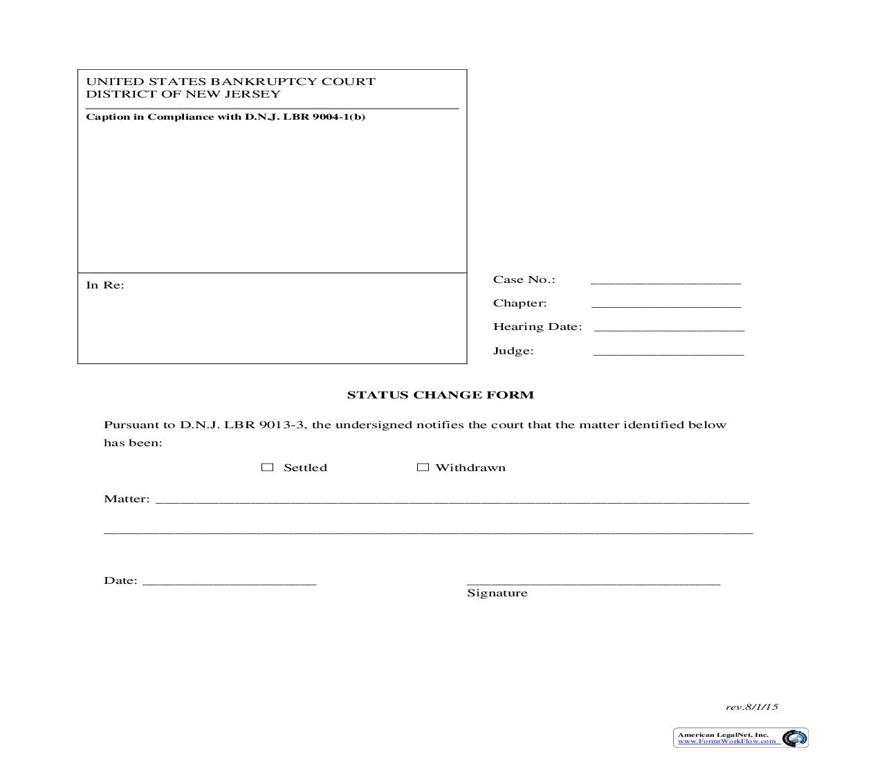 Status Change Form | Pdf Fpdf Doc Docx | New Jersey