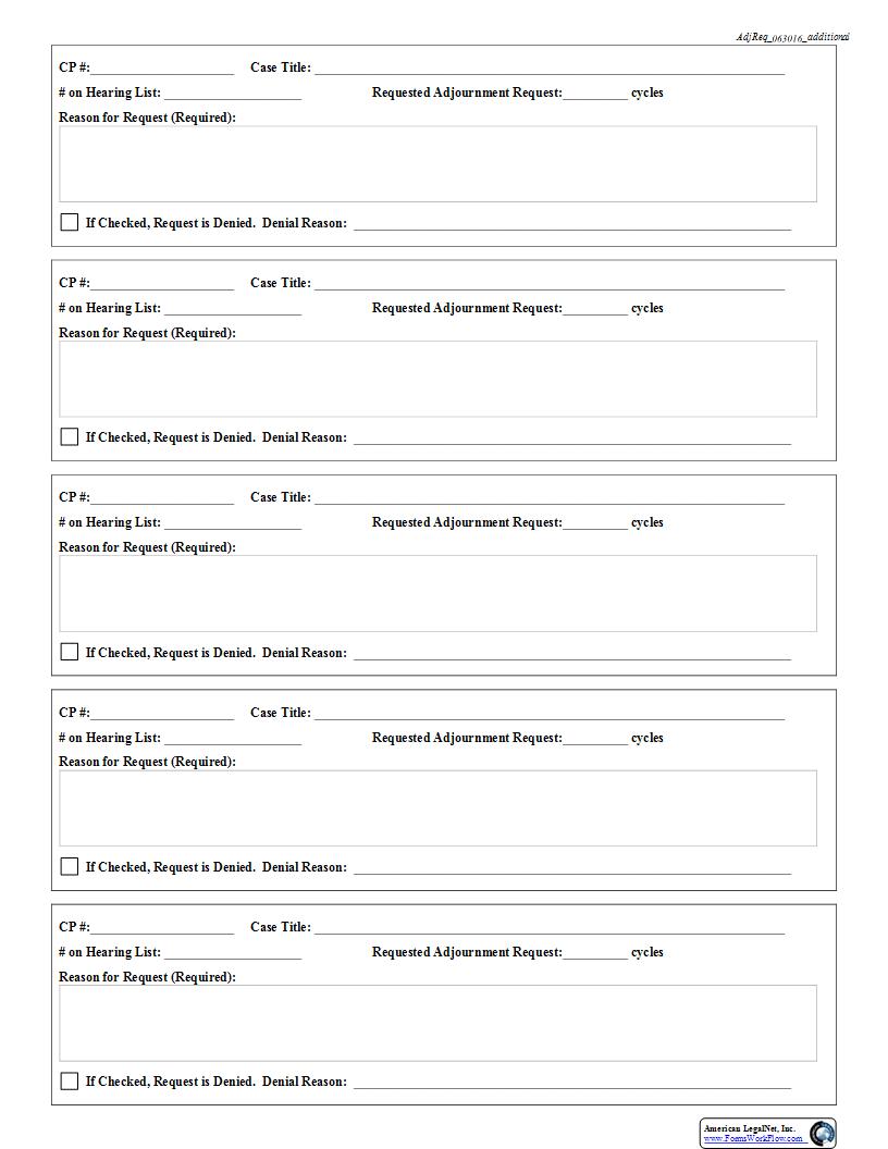 Adjournment Or Ready Hold Additional Page | Pdf Fpdf Docx | New Jersey